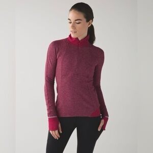 Lululemon Runderful 1/2 Zip Mini Check Heathered Berry Rumble Size 4 W3L95S